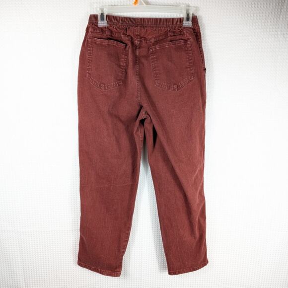 Denim & Co. Pull On Jeans PM Petite Red Brown Stretch Cotton Blend Pants Women’s - Picture 2 of 4